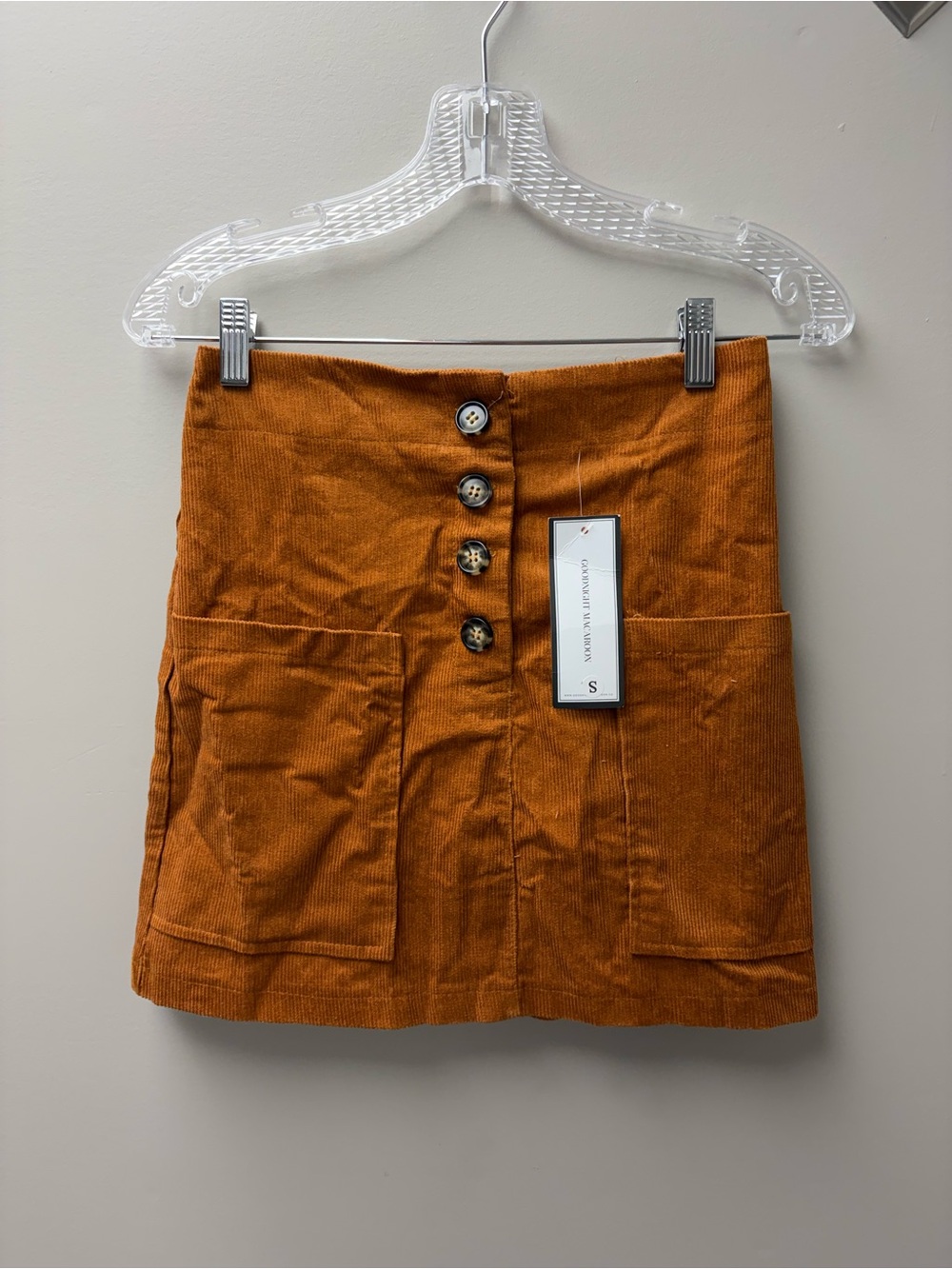 Goodnight Macaroon High Waist Corduroy Mustard Orange Mini Skirt